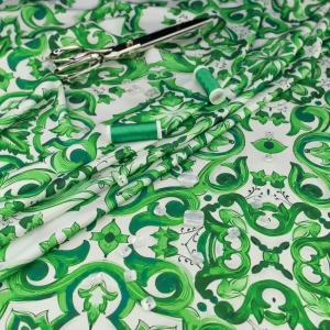 Szyfon jedwabny majolica zielony TextileClub 