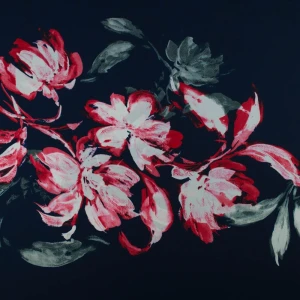 Tkanina krepa kwiaty kupon 60 cm granatowy TextileClub 