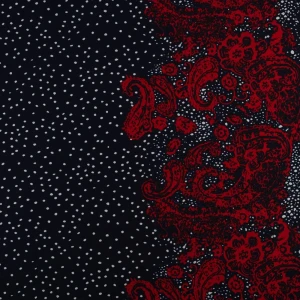 Tkanina krepa paisley border dwustronny granatowy TextileClub 