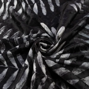 Welur cuba liście czarny TextileClub 