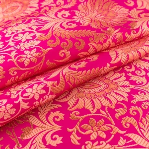 Tkanina tafta wzór kwiaty kolor amarantowy TextileClub 