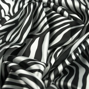 Tkanina satyna lycra zebra czarno biały TextileClub 