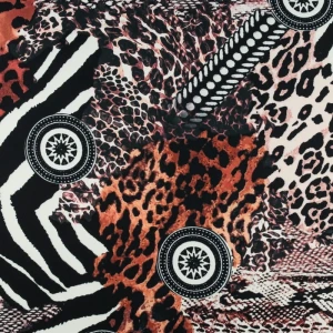 Tkanina wiskoza twill wzór zwierzęcy kolor czarny TextileClub 