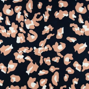 Tkanina wiskoza twill wzór panterka kolor granatowy TextileClub 