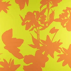 Tkanina wiskoza twill wzór mazany kolor zielony i pomarańcz TextileClub 