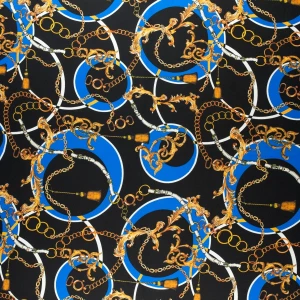 Tkanina wiskoza twill łańcuszki kolor czarny TextileClub 