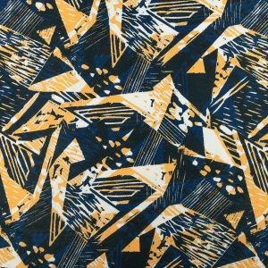 Tkanina wiskoza twill wzór abstrakcyjny kolor granatowy TextileClub 