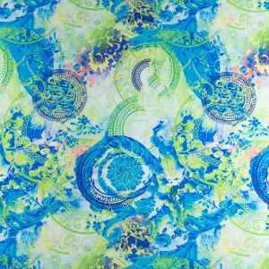 Tkanina wiskoza twill wzór orientalny odcienie zieleni TextileClub 