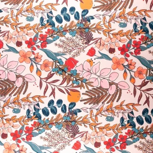 Tkanina wiskoza twill w kwiaty kolor jasny róż TextileClub 