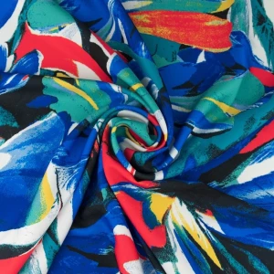 Tkanina wiskoza twill wzór abstrakcyjny kolor niebieski TextileClub 