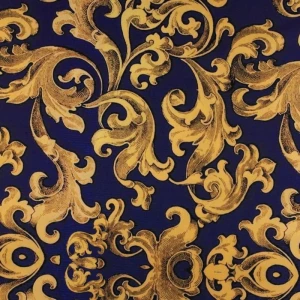 Tkanina wiskoza twill wzór ornamenty kolor fioletowy TextileClub 