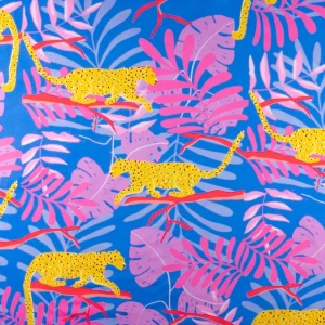 Dzianina jersey ity kimo wzór lampart kolor fioletowy TextileClub 