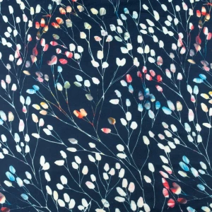Dzianina ity w kwiaty na granatowym tle TextileClub 