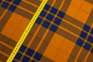 Dzianina Jersey ity wzór Krata kolor musztardowy - TextilHouse