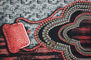 Dzianina Jersey ity wzór Torebka kolor czarny, Panel 100 cm x 150 cm - TextilHouse