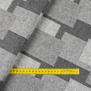 Tkanina płaszczowa wzór geometryczny w odcieniach szarości - TextilHouse