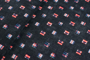 Dzianina jersey ity wzór geometryczny jeans czarny