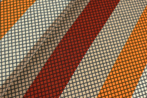 Dzianina jersey ity wzór geometryczny beżowy/żółty - TextilHouse