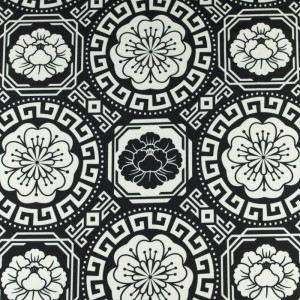 Dzianina jersey ITY wzór grecka mandala kolor czarny