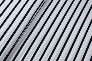 Jersey bawełniany wzór paski granatowe / białe - TextilHouse