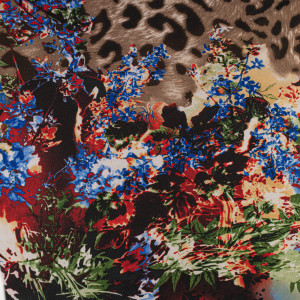 Dzianina Punto wzór kwiaty kolor czarny