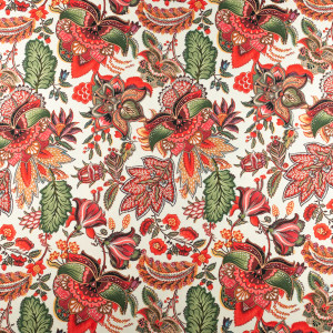 Tkanina wiskoza twill w kwiaty tło kremowe| wiskoza na sukienki - materiał wiskoza - TextilHouse