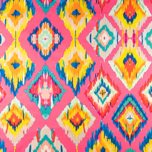 Dzianina jersey ITY Kimo wzór abstrakcja ethnic kolor różowy - TextilHouse
