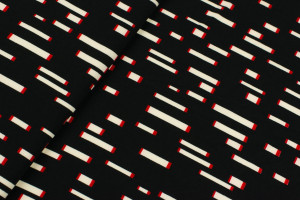 Tkanina milano krepa wzór prostokąty na czarnym tle - TextilHouse
