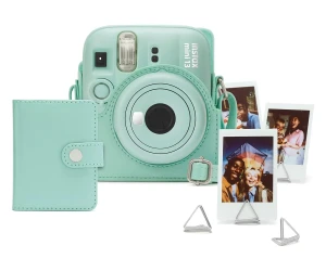 Fujifilm Instax Mini 13 Accesorios Kit Lagoon Green /  Funda Original + Mini Álbum + Clips Para Sujetar Fotos