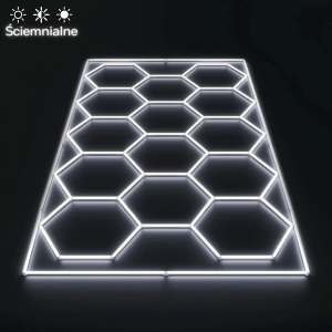 Ściemnialne Lampa LED Hexagon Sufitowa Panel Oświetlenie Do Garaż Warsztat  486 - 246 cm