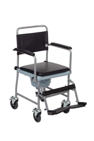 Glideabout Mobile Commode Chair | Height Adjustable Wheeled Commode for Elderly | Comfortable & Easy to Manoeuvre Toilet Chair | Tiacare