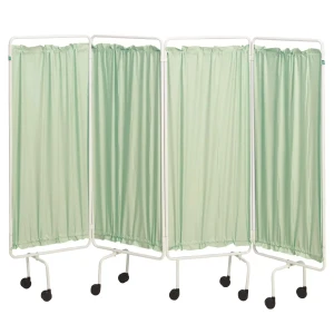 White Screen Frame – With Green Curtains | 3-Panel Medical Privacy Screen | Lightweight, Foldable & Easy to Clean | Durable Design | Tiacare