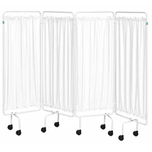 White Screen Frame with White Curtains | 3 Panel Medical Privacy Screen for Clinics & Care Homes | Lightweight & Foldable | Tiacare