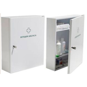 Botiquín B-2 con llave de acero esmaltado en blanco