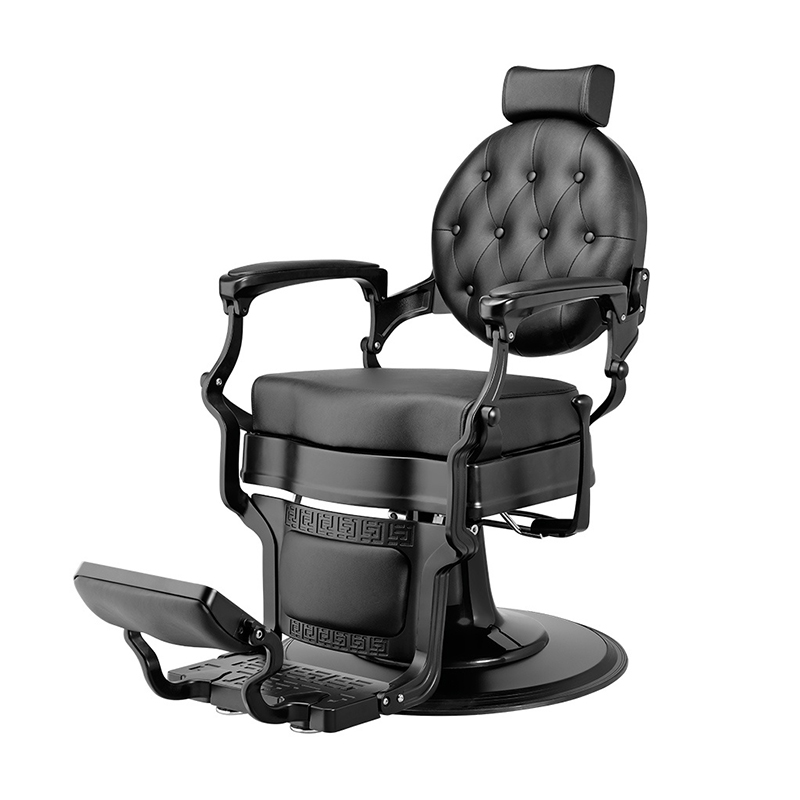Sillón de barbero Buzz Black: Hidráulico, reclinable y giratorio con acabado negro mate
