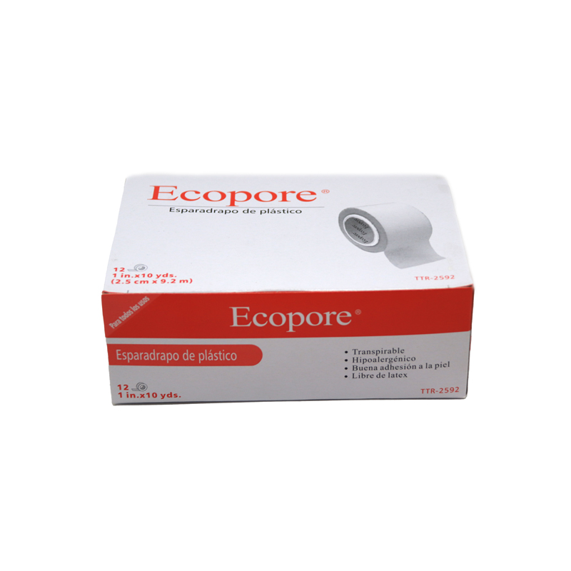 Esparadrapo Ecopore Plástico Unidix 2.5 X 10m (Caja 12 unidades)
