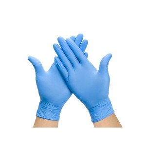 Guantes de nitrilo ambidiestro, sin polvo, de uso dual en color azul: con Certificación EN455-4 y EN374-5 (Caja de 100 unidades)