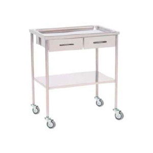 Mesa auxiliar de acero cromado: con bandeja superior extraíble y dos cajones superiores (60 x 40 x 80 cm)