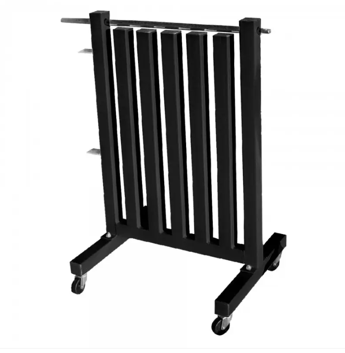 Soporte para pesas de vinilo con ruedas y barra