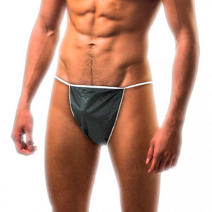 Tanga desechable Kinefis caballero en TST de polipropileno de 35 gramos en color negro (100 Unidades)