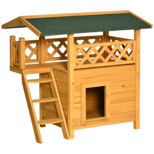 Tildasstore Katthus med terrass och trappor 77x50x73 cm