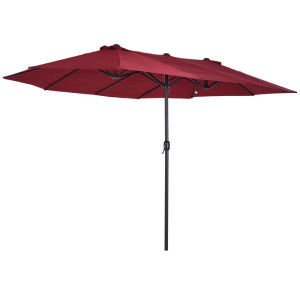 Tildasstore XXL parasoll med handvev vinröd oval 460x270x240 cm