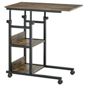 Tildasstore Sidobord med hjul -justerbart brun