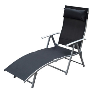Tildasstore Solsäng hopfällbar 137x63,5x100,5 cm svart