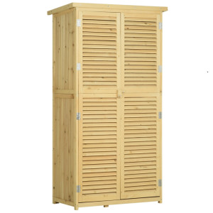 Tildasstore Trädgårdsskåp lamelldörr 4 fack 87 x46,5 x 160 cm
