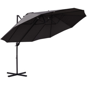 Tildasstore Hängparasoll med vev justerbart grå 440x270x250 cm