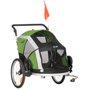 Tildasstore 2i1 hopfällbar cykelvagn/joggingvagn 150x82x108 cm grön