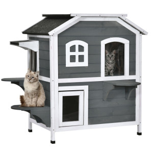 Tildasstore Katthus 2-våning grå 78x55,5x91 cm