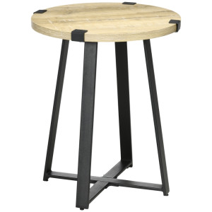 Tildasstore Sidobord rund bordsskiva i trä retrodesign stålben