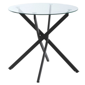Tildasstore Glasbord metall svart 80x80x75 cm